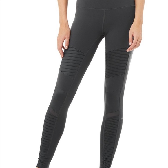 ALO Yoga Pants - Alo yoga high waist moto legging Anthracite Glossy